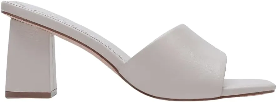 Women's Square Open Toe Heeled Sandals Glossy Material Mules Slip On Low Block Chunky Heeled Sandal on Comfortable Casual Dress Pumps Shoes with Sense of Luxury