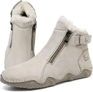 Women's Suede Round Toe Zipper Chukka Boot Warm Fur Lined Snow Boot Ankle High Top Casual Booties Winter Cold Weather outdoor hiking Boots