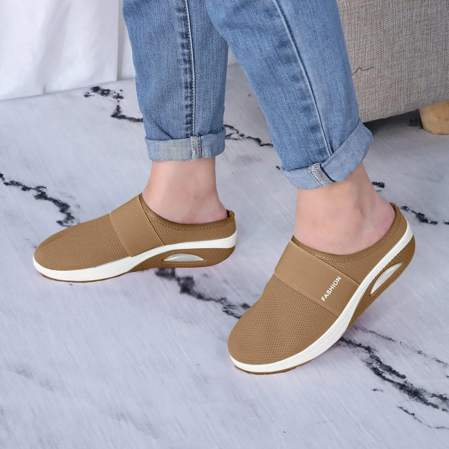 Womens Summer Clogs Mules Wide Width Fine Mesh Closed Toe Arch Support Shoes Casual Comfortable Beach Slippers