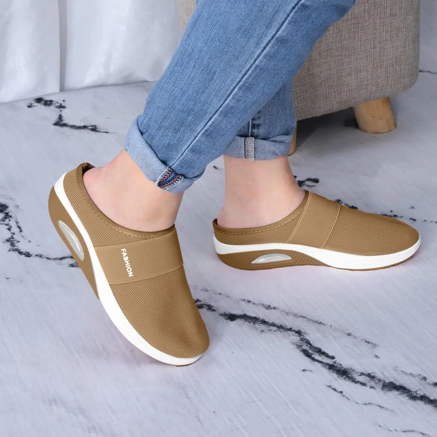 Womens Summer Clogs Mules Wide Width Fine Mesh Closed Toe Arch Support Shoes Casual Comfortable Beach Slippers