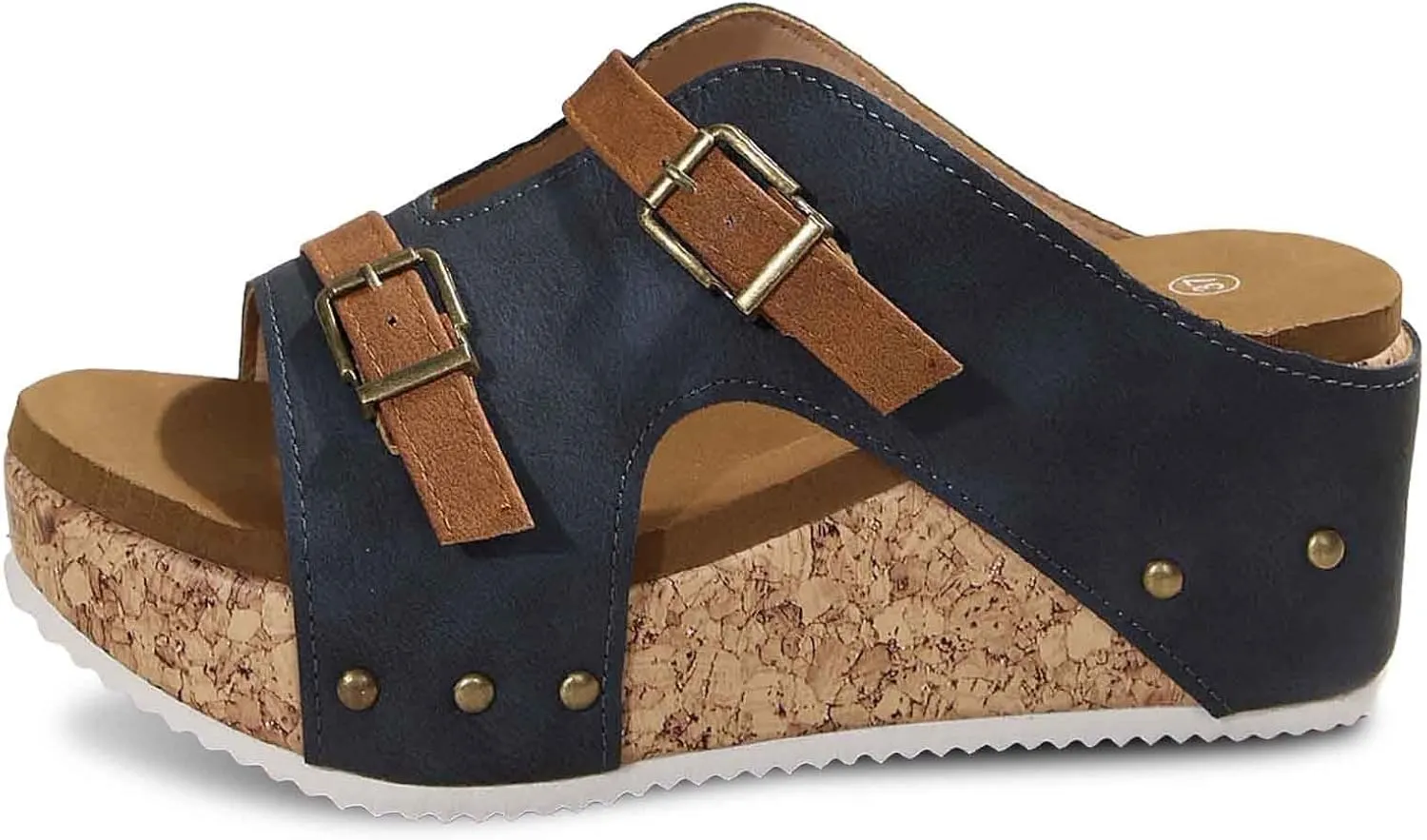 Women's Summer Platform Sandals Slip On Comfortable Wedge Slippers with Buckle Strap Casual Outdoor Beach