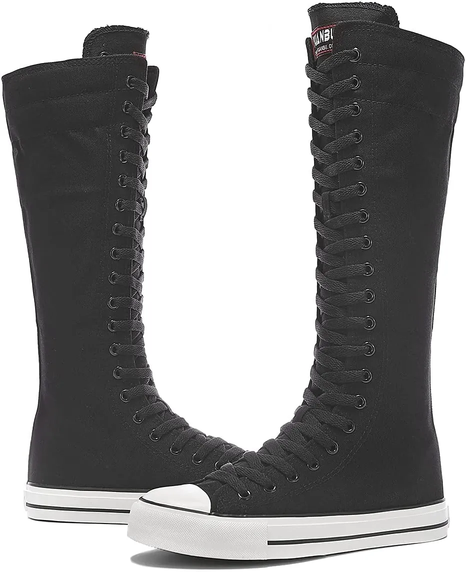 Women's Tall Canvas Lace up Knee High Sneakers