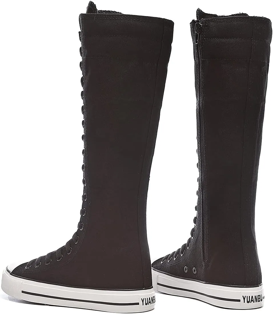 Women's Tall Canvas Lace up Knee High Sneakers