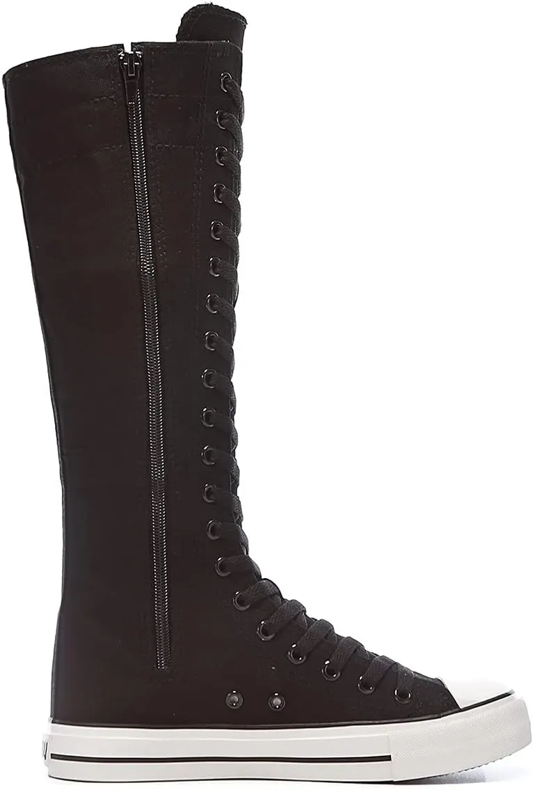 Women's Tall Canvas Lace up Knee High Sneakers