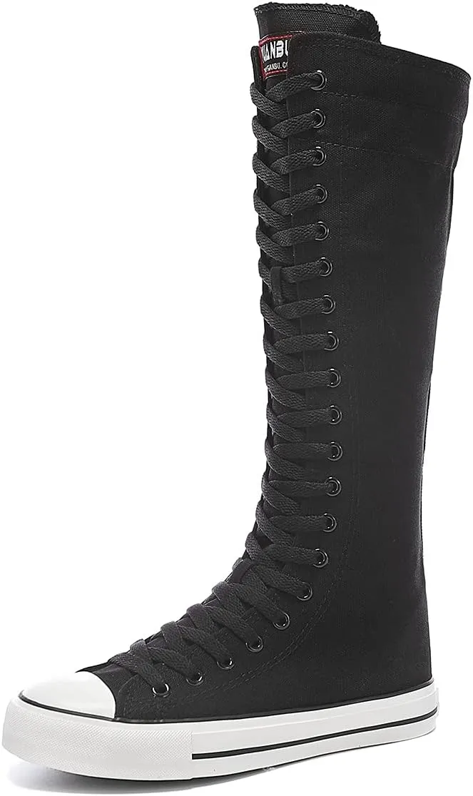 Women's Tall Canvas Lace up Knee High Sneakers