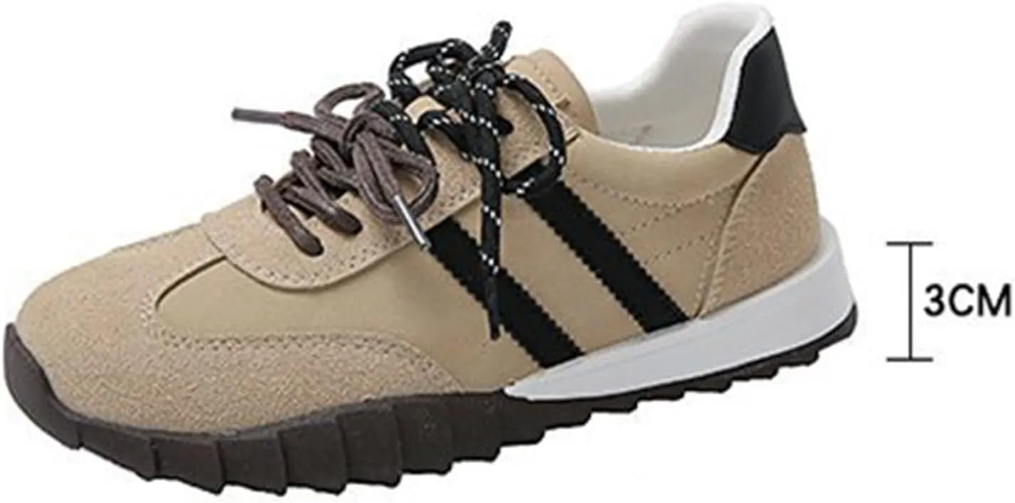 Women's Vintage Patchwork Breathable Casual Sneakers, Classic Lace-Up Fashion Shoes for Spring and Autumn-Lightweight Retro Style