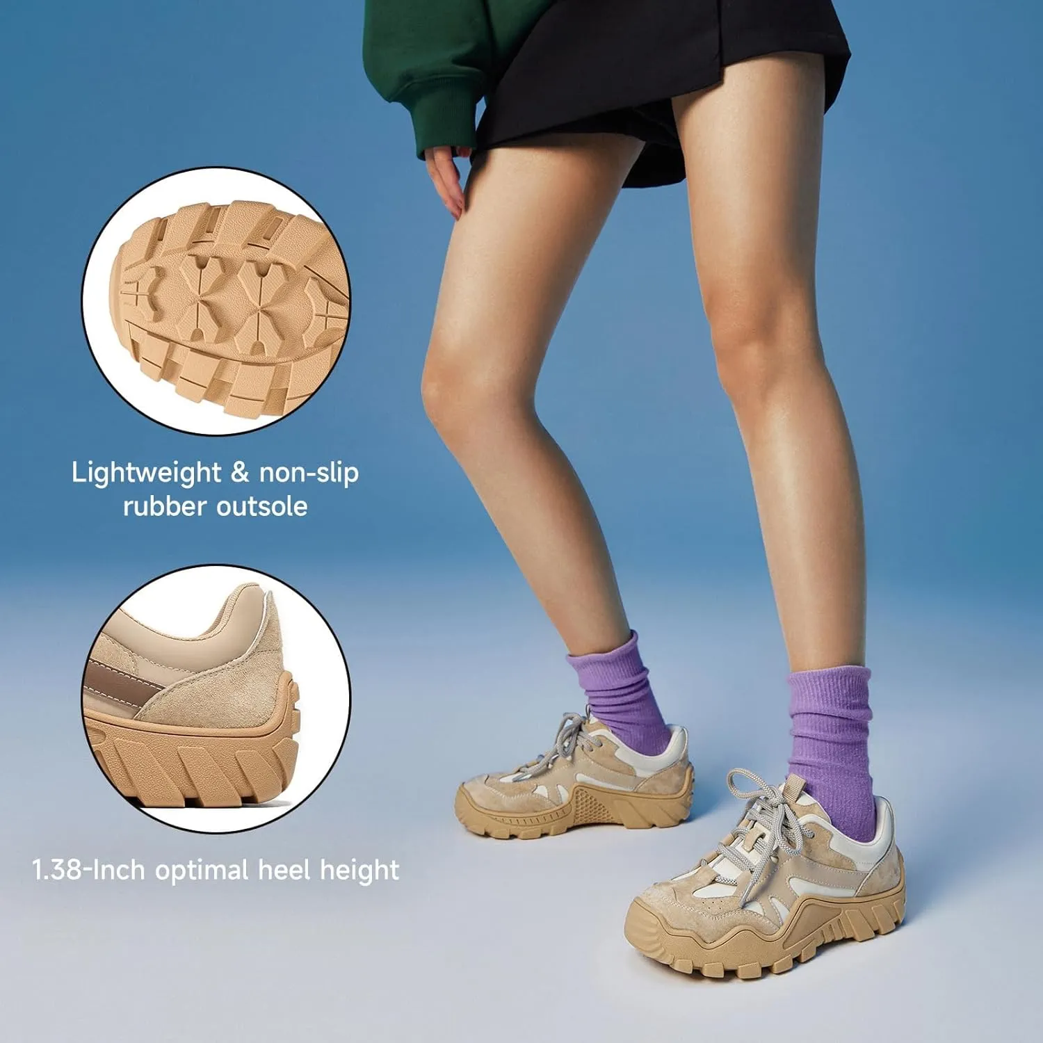 Women's Walking Shoes, Chunky Sneakers Womens, Fashion Sneakers Comfortable Flats Casual Tennis Shoes Sport Running Shoes