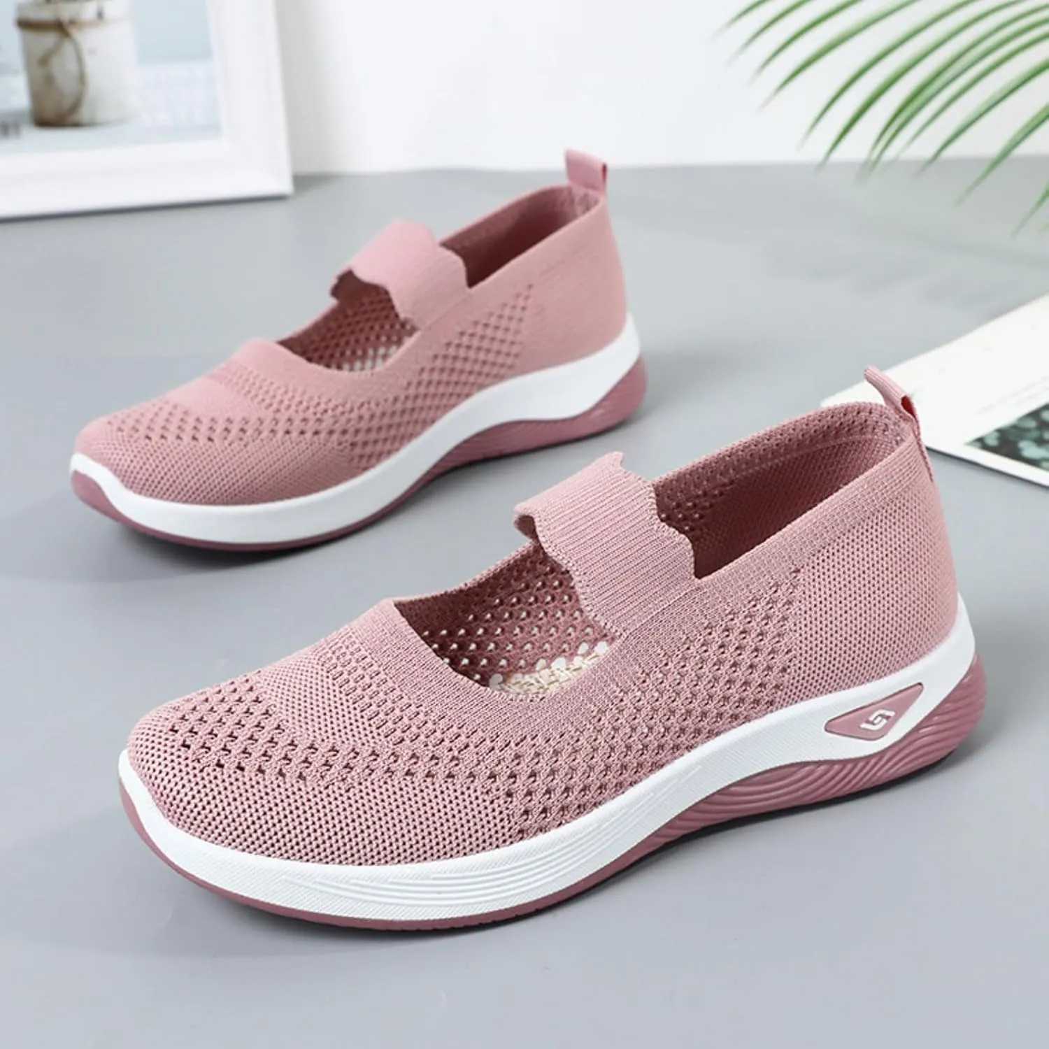 Womens Walking Shoes Lightweight Breathable Mesh Air Cushion Sneakers Casual Non-Slip Nurse Work Shoes Arch Support Comfortable