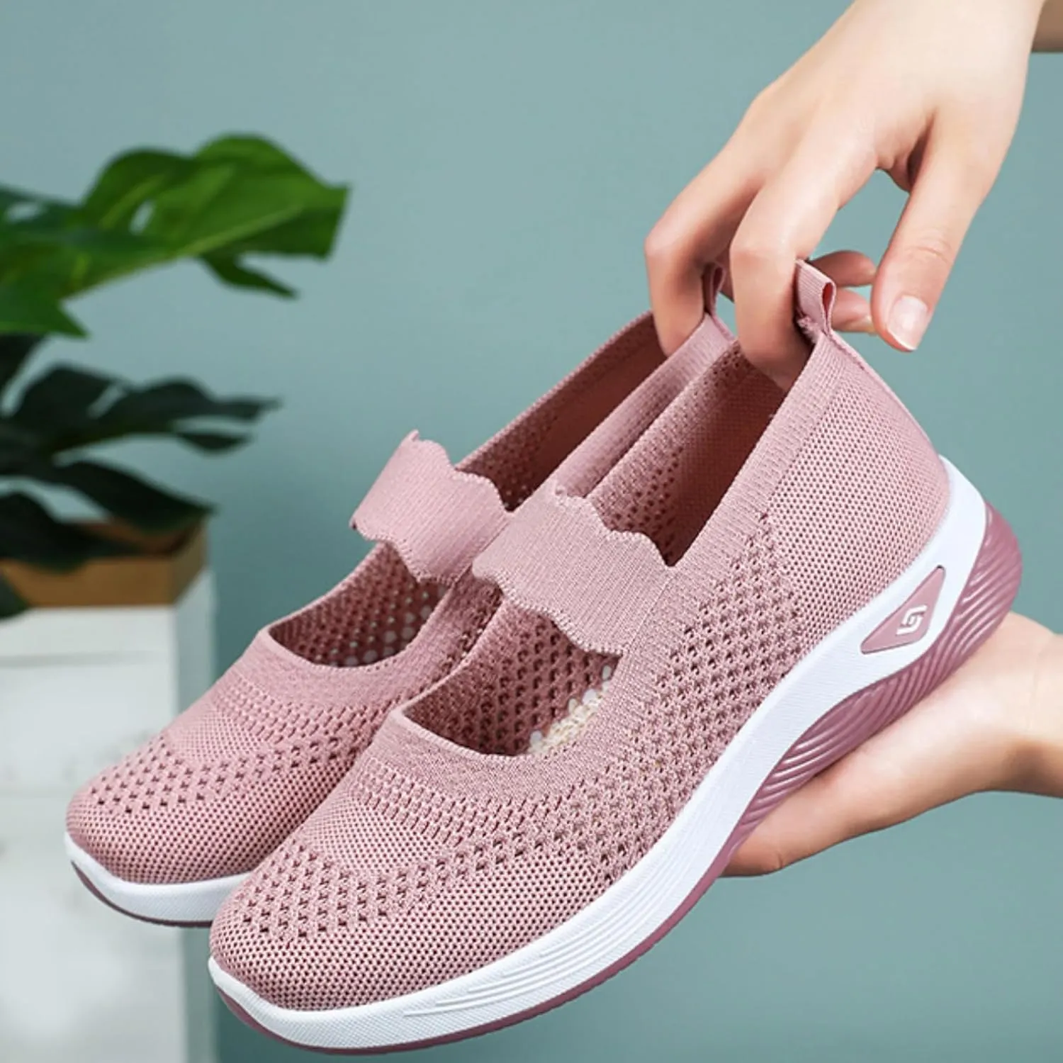 Womens Walking Shoes Lightweight Breathable Mesh Air Cushion Sneakers Casual Non-Slip Nurse Work Shoes Arch Support Comfortable
