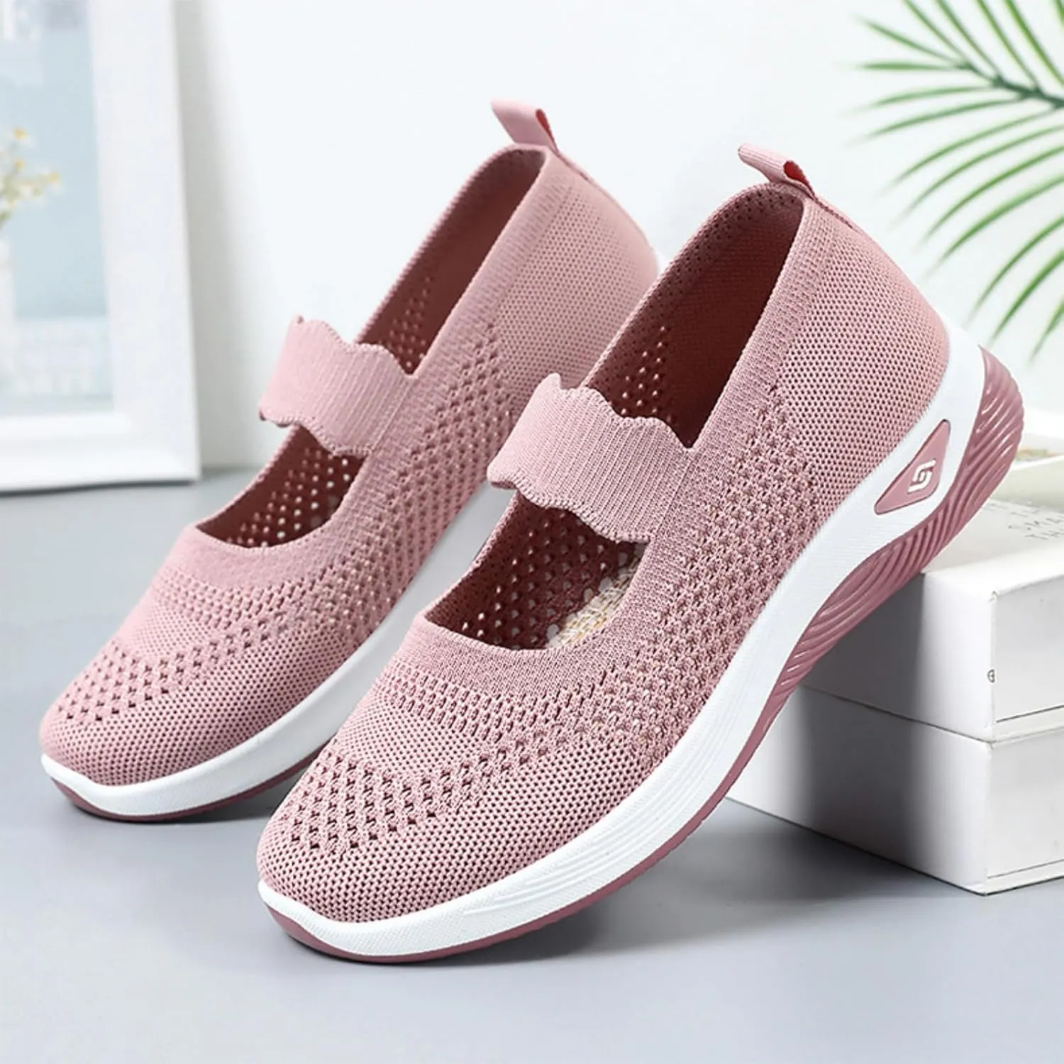 Womens Walking Shoes Lightweight Breathable Mesh Air Cushion Sneakers Casual Non-Slip Nurse Work Shoes Arch Support Comfortable