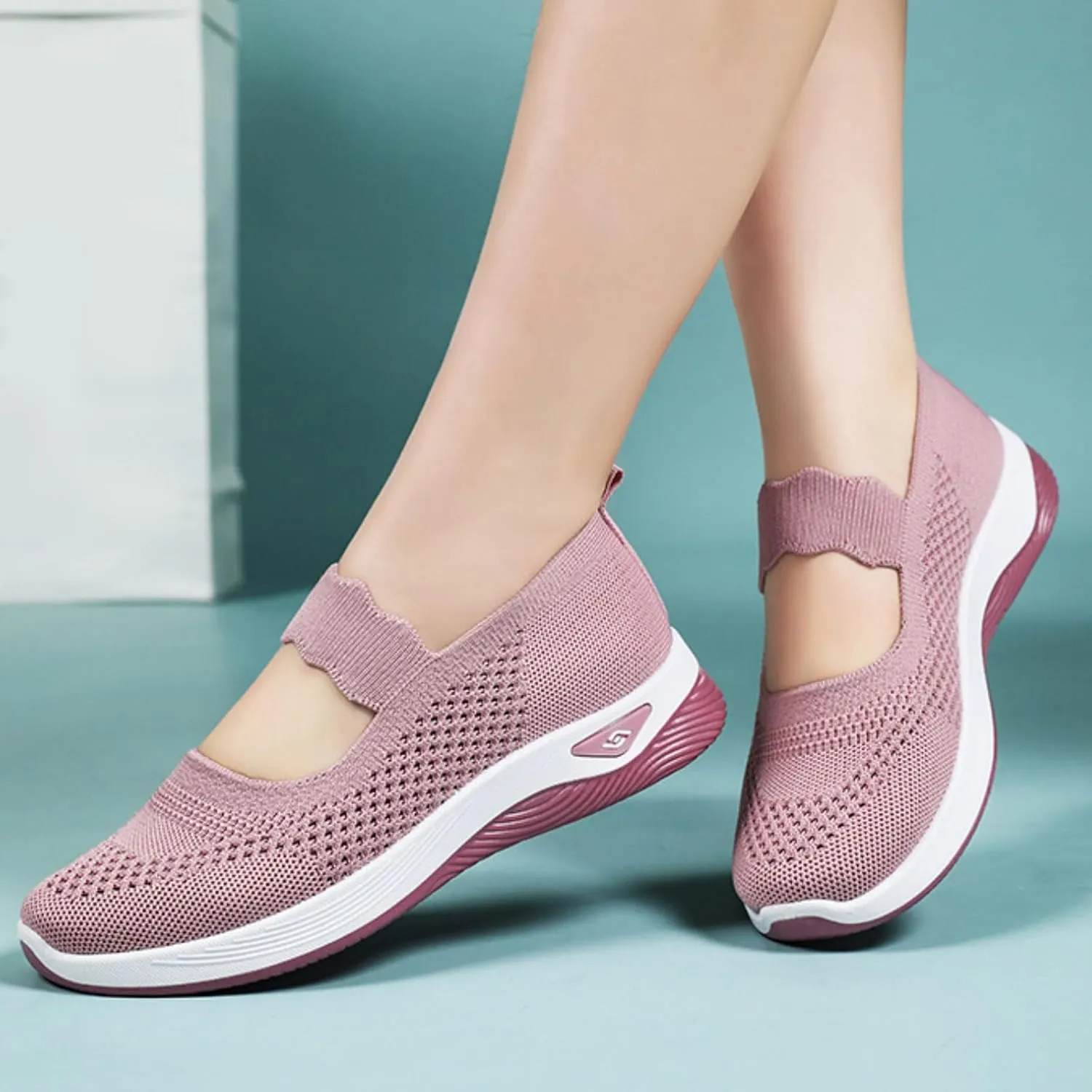 Womens Walking Shoes Lightweight Breathable Mesh Air Cushion Sneakers Casual Non-Slip Nurse Work Shoes Arch Support Comfortable