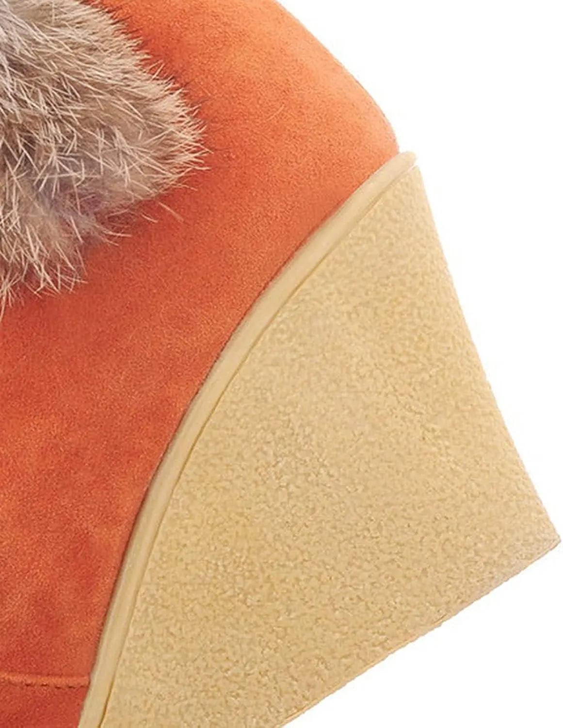 Women's Winter Warm Outdoor Mid Calf Boots High Heels Wedge Snow Bootie Faux Fur Comfortable Knee High Fuzzy Boots