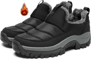 Womens Winter Waterproof Slip On Walking Shoes Comfort Warm Fur Lined Lightweight Anti-Slip Platform Snow Boots Outdoor Mountaineering Hiking Sneakers