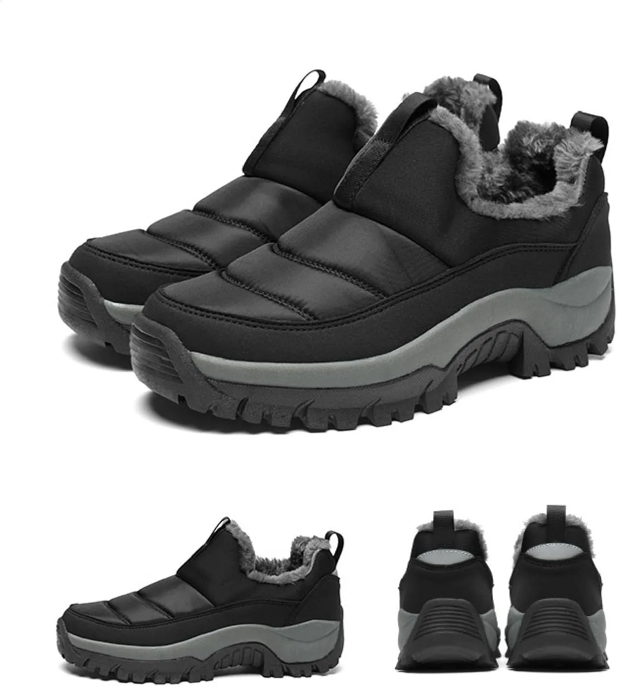 Womens Winter Waterproof Slip On Walking Shoes Comfort Warm Fur Lined Lightweight Anti-Slip Platform Snow Boots Outdoor Mountaineering Hiking Sneakers