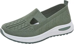 Women's Woven Orthopedic Breathable Soft Sole Tennis Shoes Men Mesh Casual Slip On Shoes Wedge Sneakers Black Tennis Shoe Loafers Casual Slip On