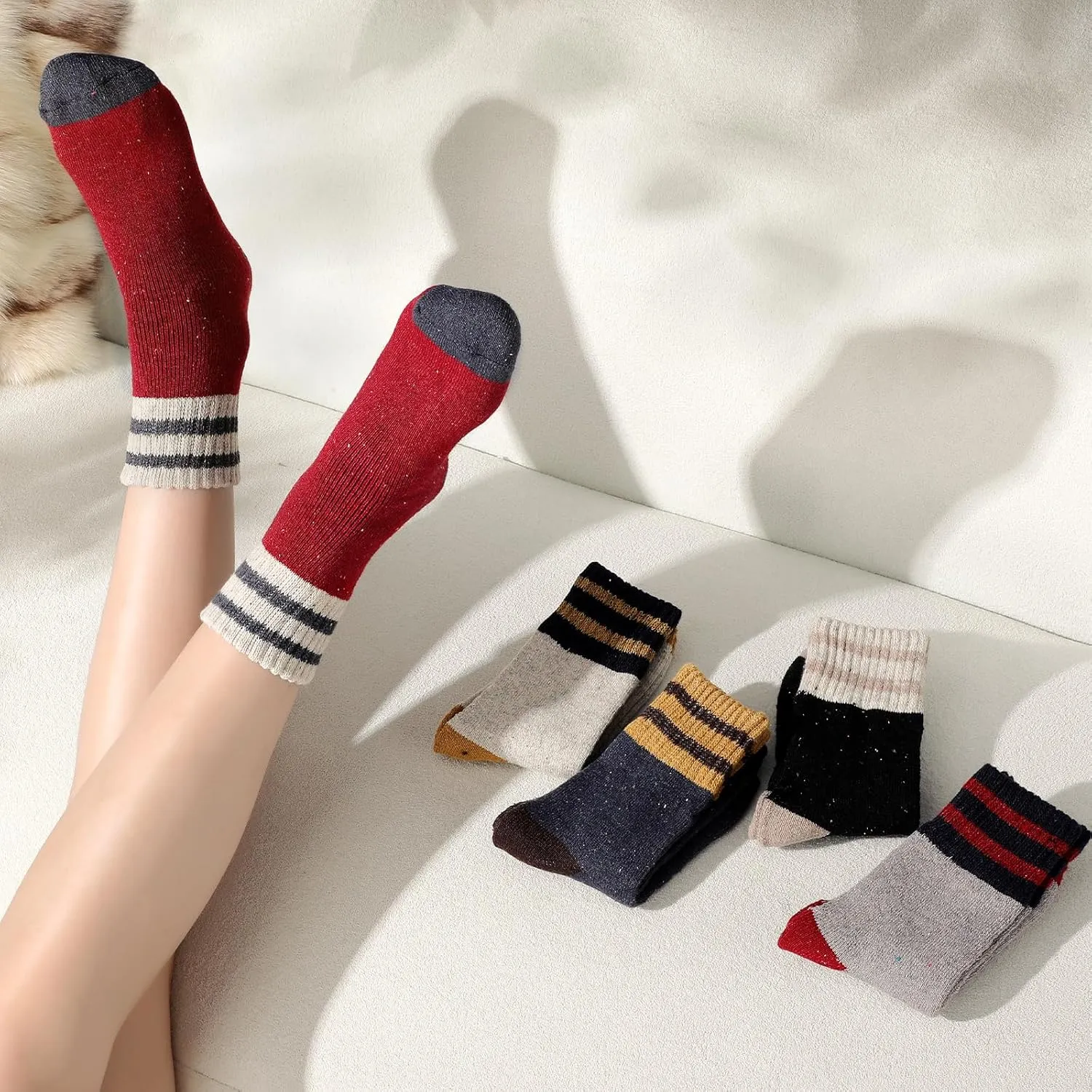 Wool Socks - Wool Socks for Women/Men, Winter Warm, Super Soft Crew, Thick Knit Cozy