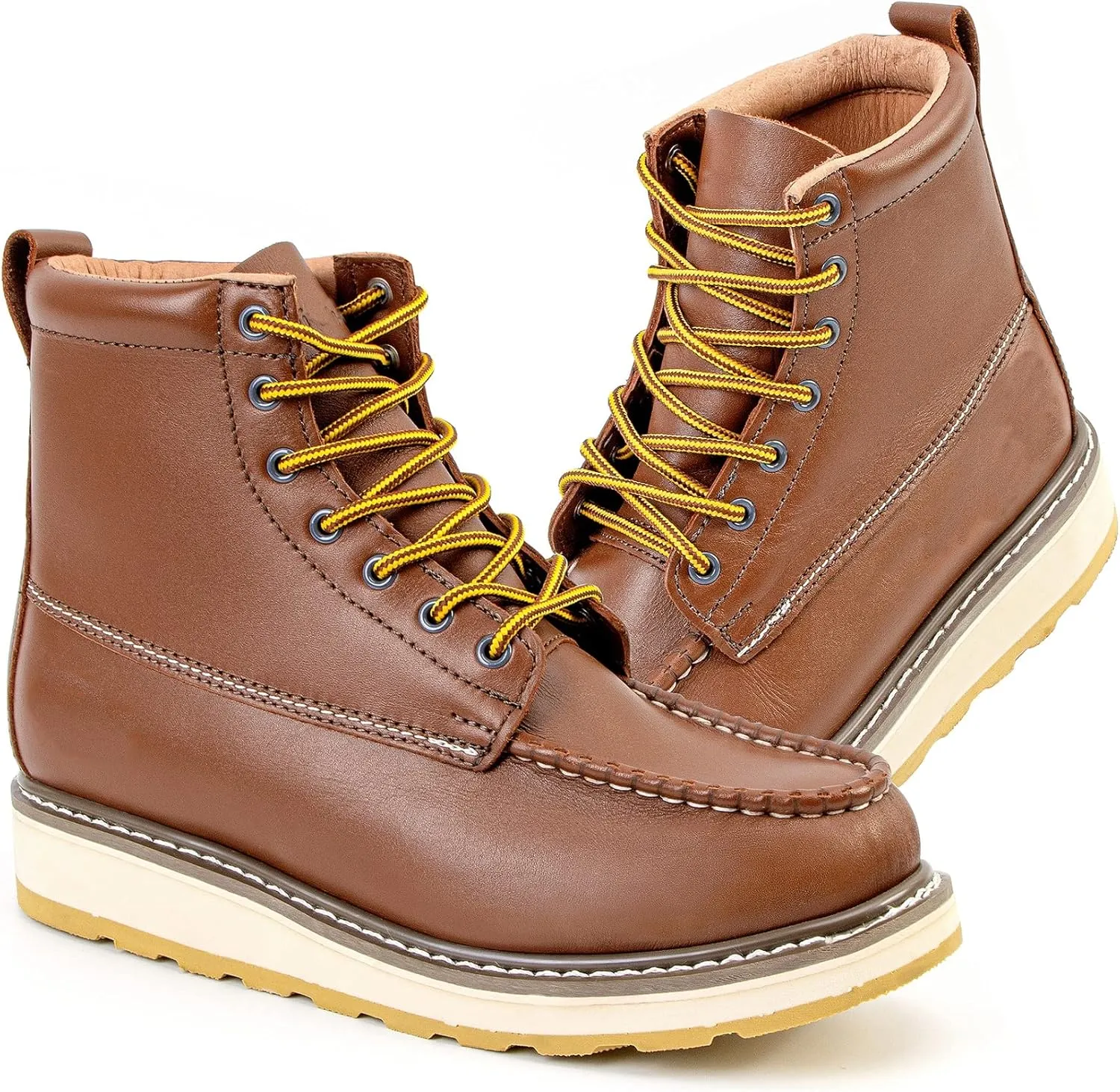Work Boots for Men, 6" & 8" SureTrack Soft Toe Slip Resistant Moc Toe Mens Work Boots 84994/86994