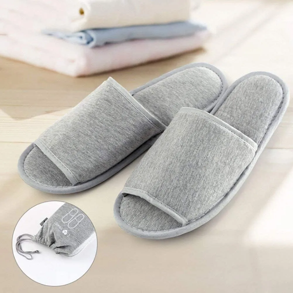 XGOPTS Travel Spa Slippers Portable Washable Hotel Guest Slippers Home Open Toe Sandals Interior Closed Toe House Slippers Non-slip Business Trip Flight Hotel Slippers with Bags for Travel Guest Room