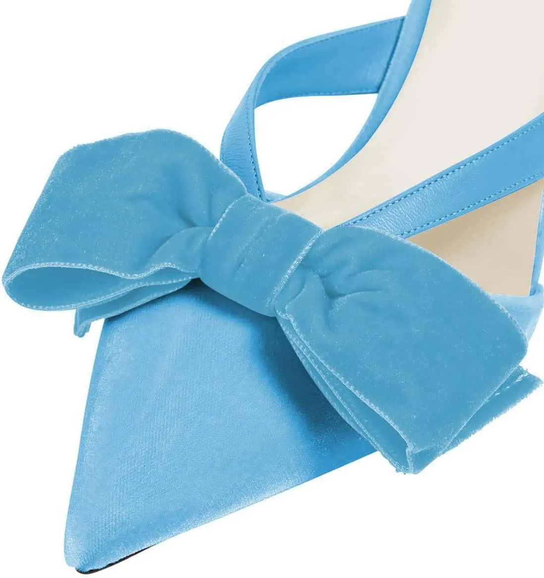 XYD Women Bowknot Closed Pointed Toe Mule Sandals Mid Kitten Heel Slip On Slide Slippers Evening Party Shoes