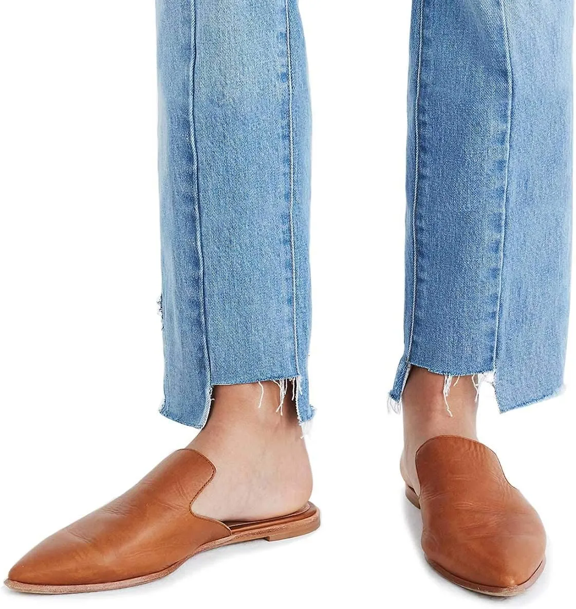 XYD Women Versatile Slip On Mules Loafers Pointed Closed Toe Indoor Flats Slide Slipper Backless Pumps Low Heel Leather Dress Shoes Ladies Easy Walking Dailywear
