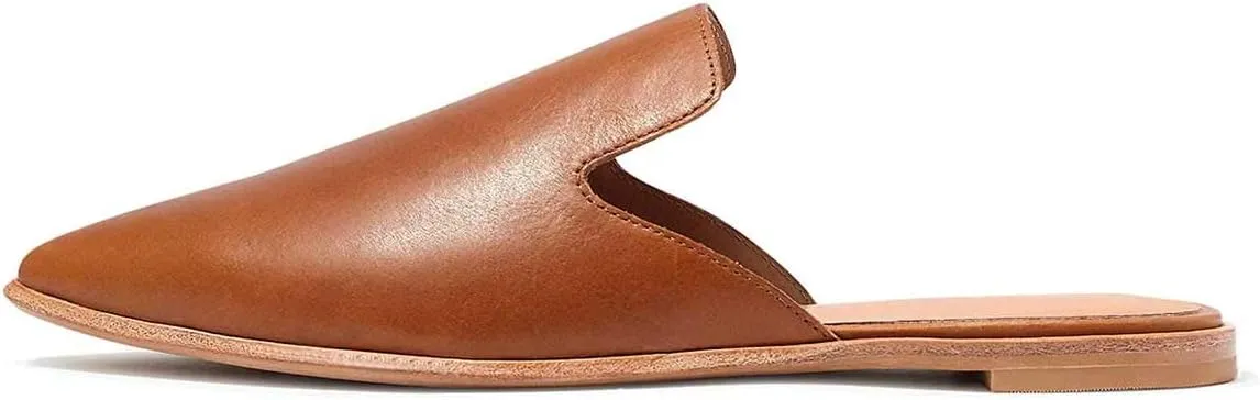XYD Women Versatile Slip On Mules Loafers Pointed Closed Toe Indoor Flats Slide Slipper Backless Pumps Low Heel Leather Dress Shoes Ladies Easy Walking Dailywear