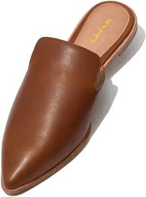 XYD Women Versatile Slip On Mules Loafers Pointed Closed Toe Indoor Flats Slide Slipper Backless Pumps Low Heel Leather Dress Shoes Ladies Easy Walking Dailywear