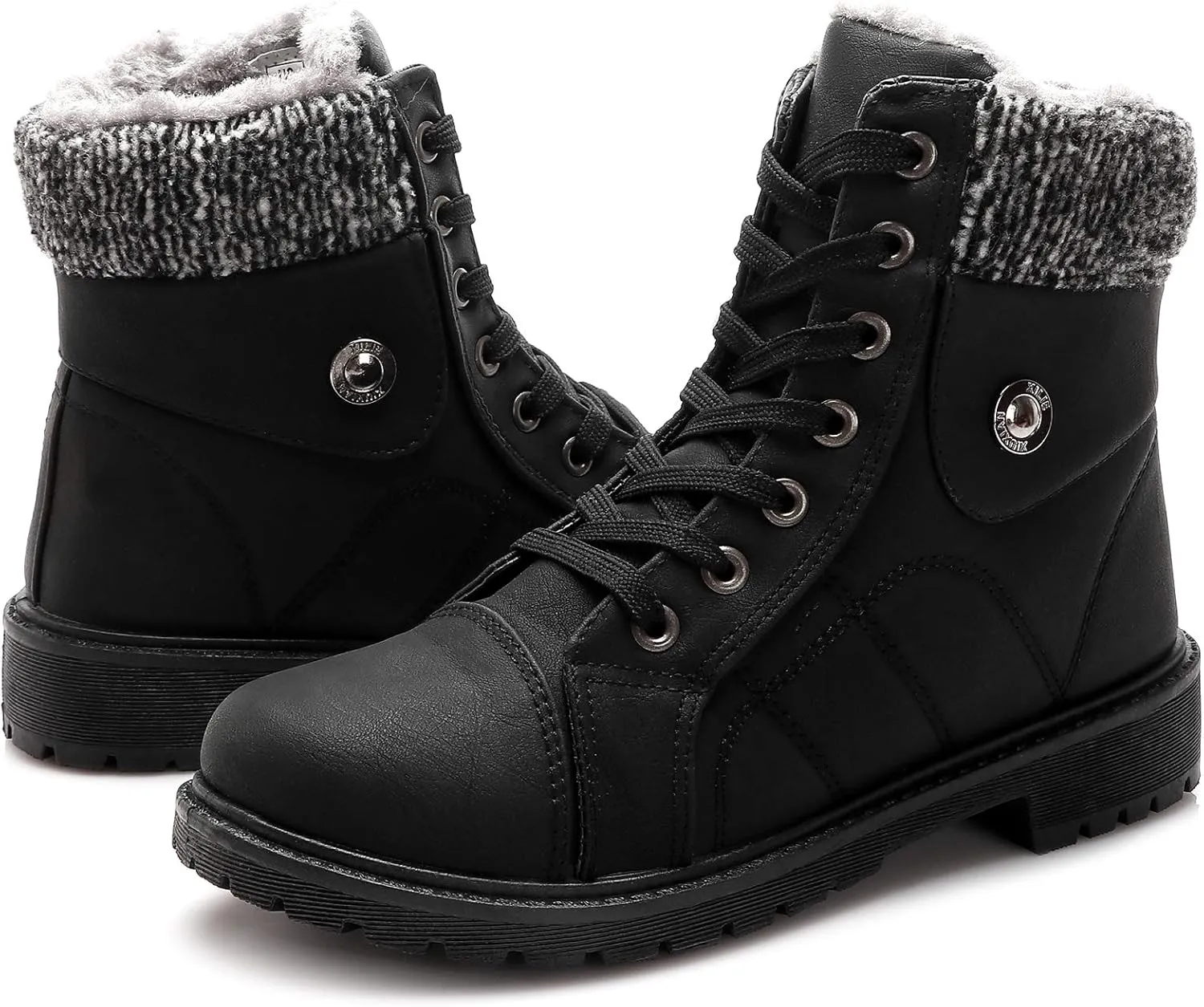 yageyan Womens Winter Snow Boots Warm Fur Lined Winter Water-resistan Ankle Booties Zipper Anti-Slip Combat Boots