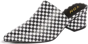 YDN Women Block Low Heel Mules Slip on Loafers Pointed Toe Sandals Slide Shoes Size 4-15 US