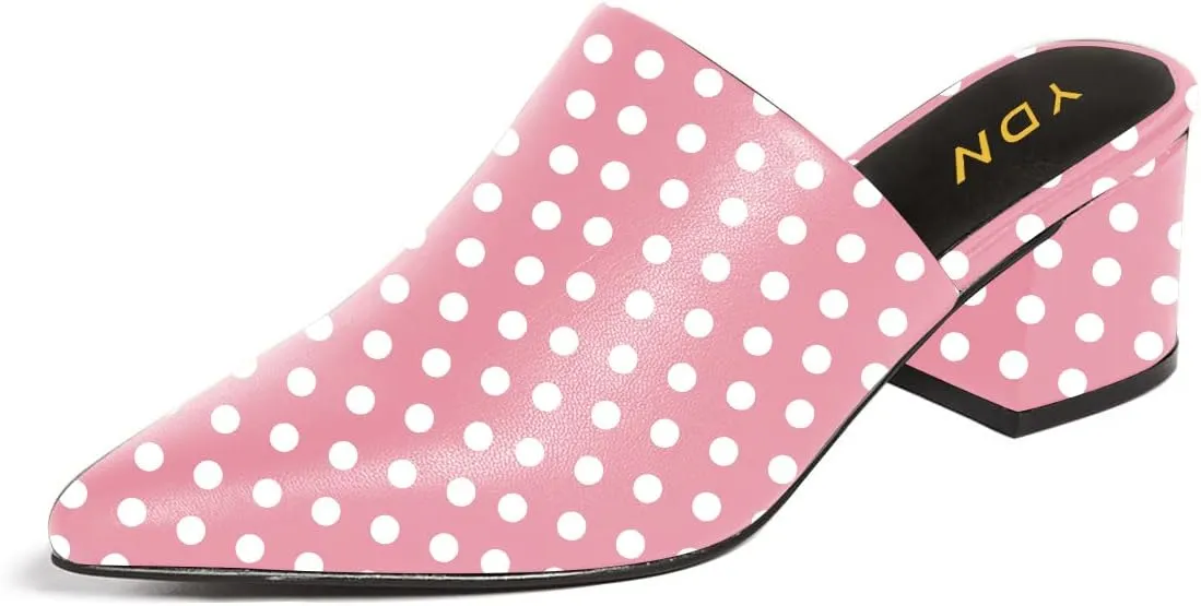 YDN Women Block Low Heel Mules Slip on Loafers Pointed Toe Sandals Slide Shoes Size 4-15 US