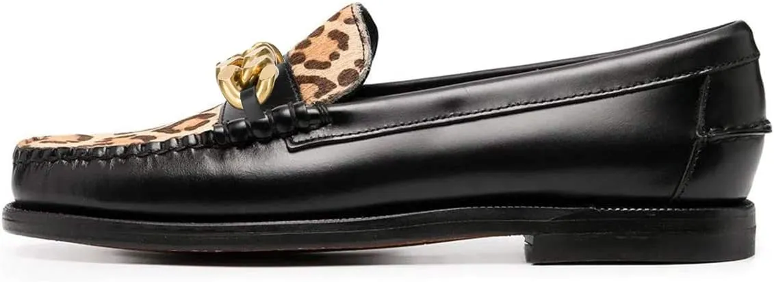 YDN Women Casual Slip On Loafers Flats Round Closed Toe Suede Animal-Print Patchwork Leather Hidden Low Heel Slide Dress Pump Ladies Girls Comfort Walking Driver Shoes