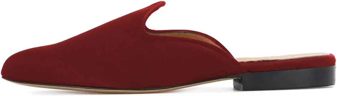 YDN Women Low Heel Comfort Pumps Slip on Mules Slide Sandals Pointed Toe Flats Loafers Backless Slipper Shoes