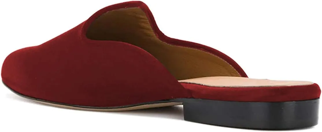 YDN Women Low Heel Comfort Pumps Slip on Mules Slide Sandals Pointed Toe Flats Loafers Backless Slipper Shoes