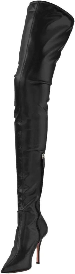 YDN Women Over The Knee Thigh High Stiletto Boots Pointed Stylish Closed Pointed Toe Stretchy Side Zipper Shoes