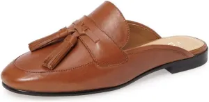 YDN Women's Low Heel Slide Clogs Closed Toe Mules Slip on Loafers Flats Shoes with Fringes