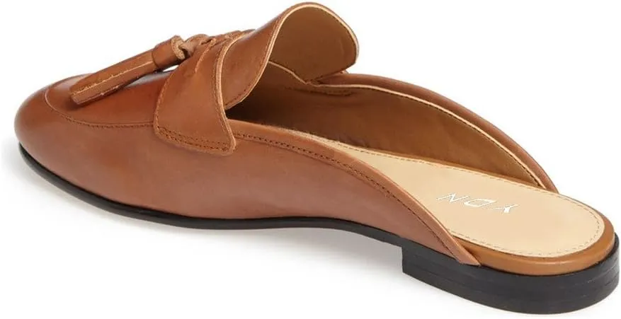 YDN Women's Low Heel Slide Clogs Closed Toe Mules Slip on Loafers Flats Shoes with Fringes