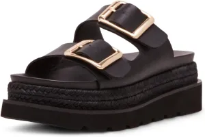 Yishaweiqi Espadrilles Platform Sandals for Women Comfortable Raffia Flatform Sandals Adjustable Buckle Straps Woven Straw Crochet Flat Slide Sandals Summer Beach Shoes