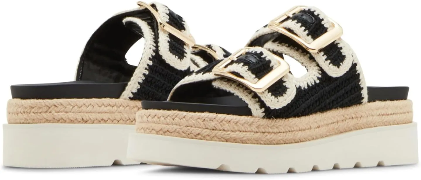 Yishaweiqi Espadrilles Platform Sandals for Women Comfortable Raffia Flatform Sandals Adjustable Buckle Straps Woven Straw Crochet Flat Slide Sandals Summer Beach Shoes