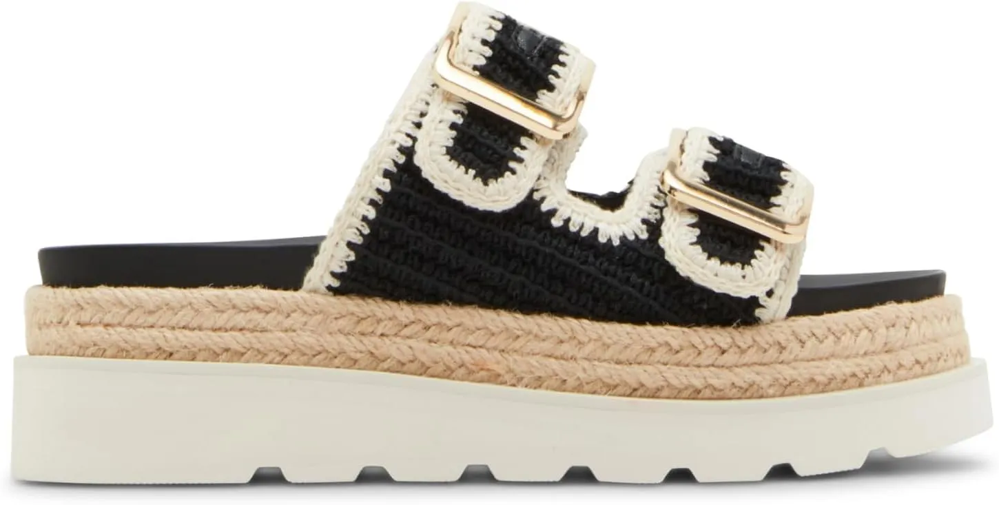 Yishaweiqi Espadrilles Platform Sandals for Women Comfortable Raffia Flatform Sandals Adjustable Buckle Straps Woven Straw Crochet Flat Slide Sandals Summer Beach Shoes