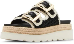 Yishaweiqi Espadrilles Platform Sandals for Women Comfortable Raffia Flatform Sandals Adjustable Buckle Straps Woven Straw Crochet Flat Slide Sandals Summer Beach Shoes