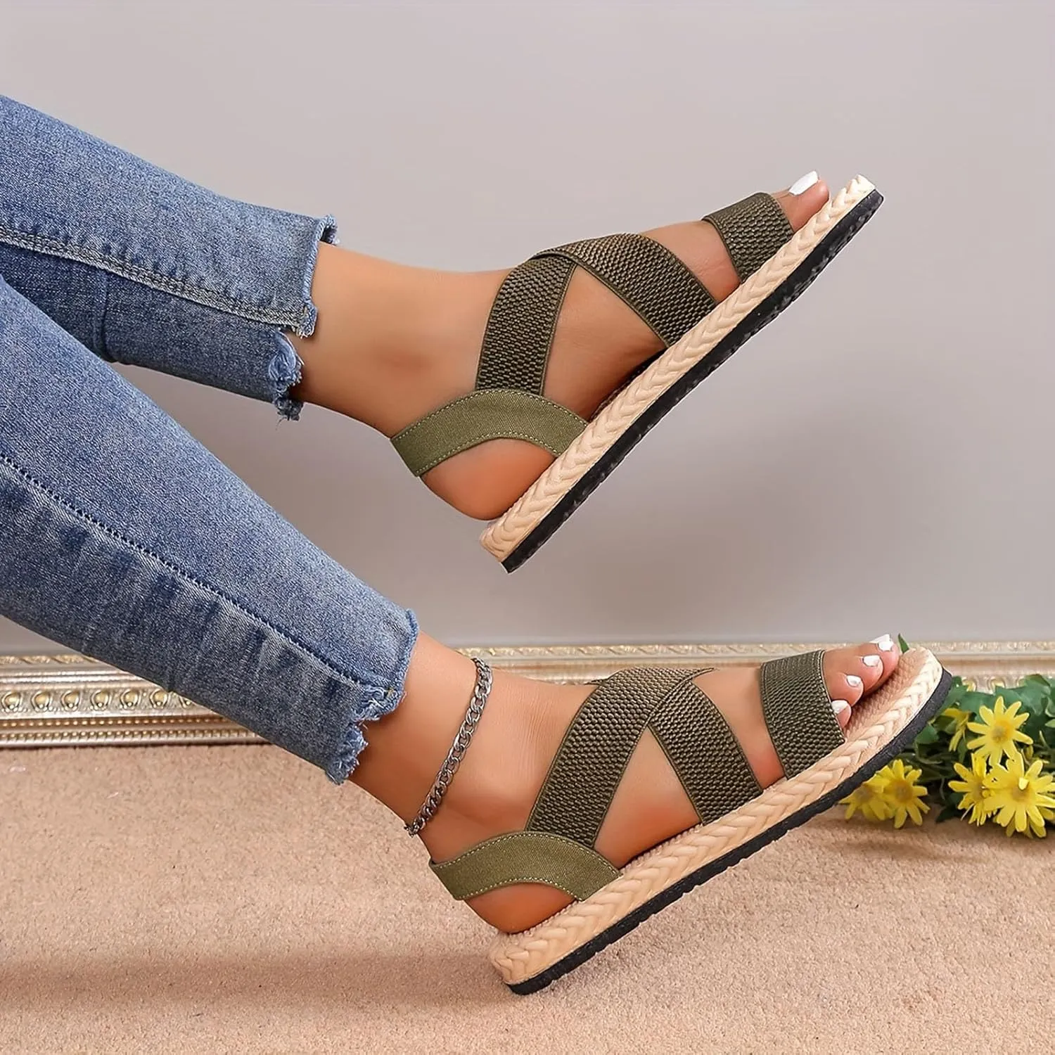 Yoga Mat Comfortable Flat Sandal for Women Adjustable Casual Fisherman Cool Shoes Non Slip Outdoor Sandals