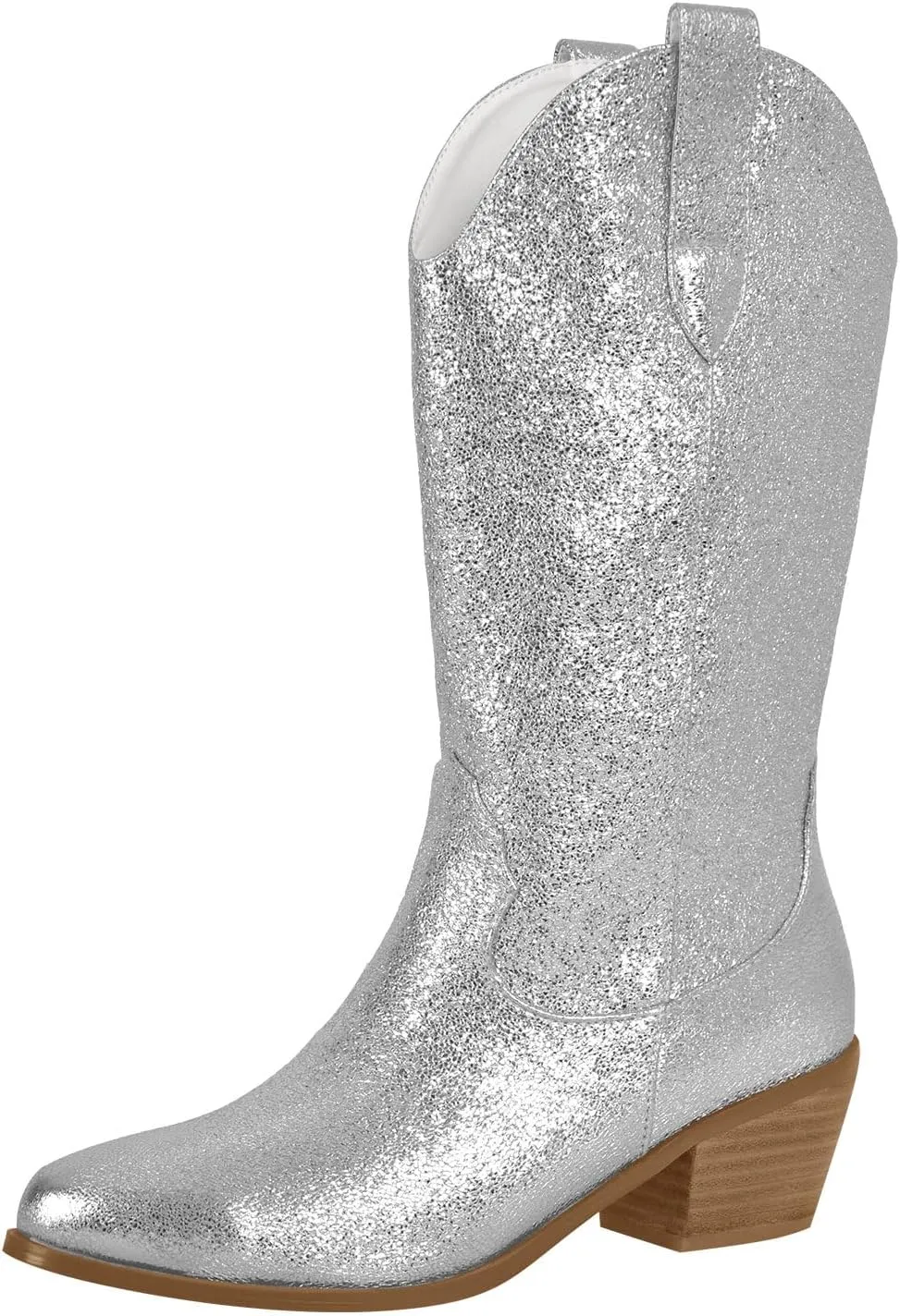 Yolkomo Cowboy Boots For Women Wide Calf Glitter Rhinestone Cowgirl Boots