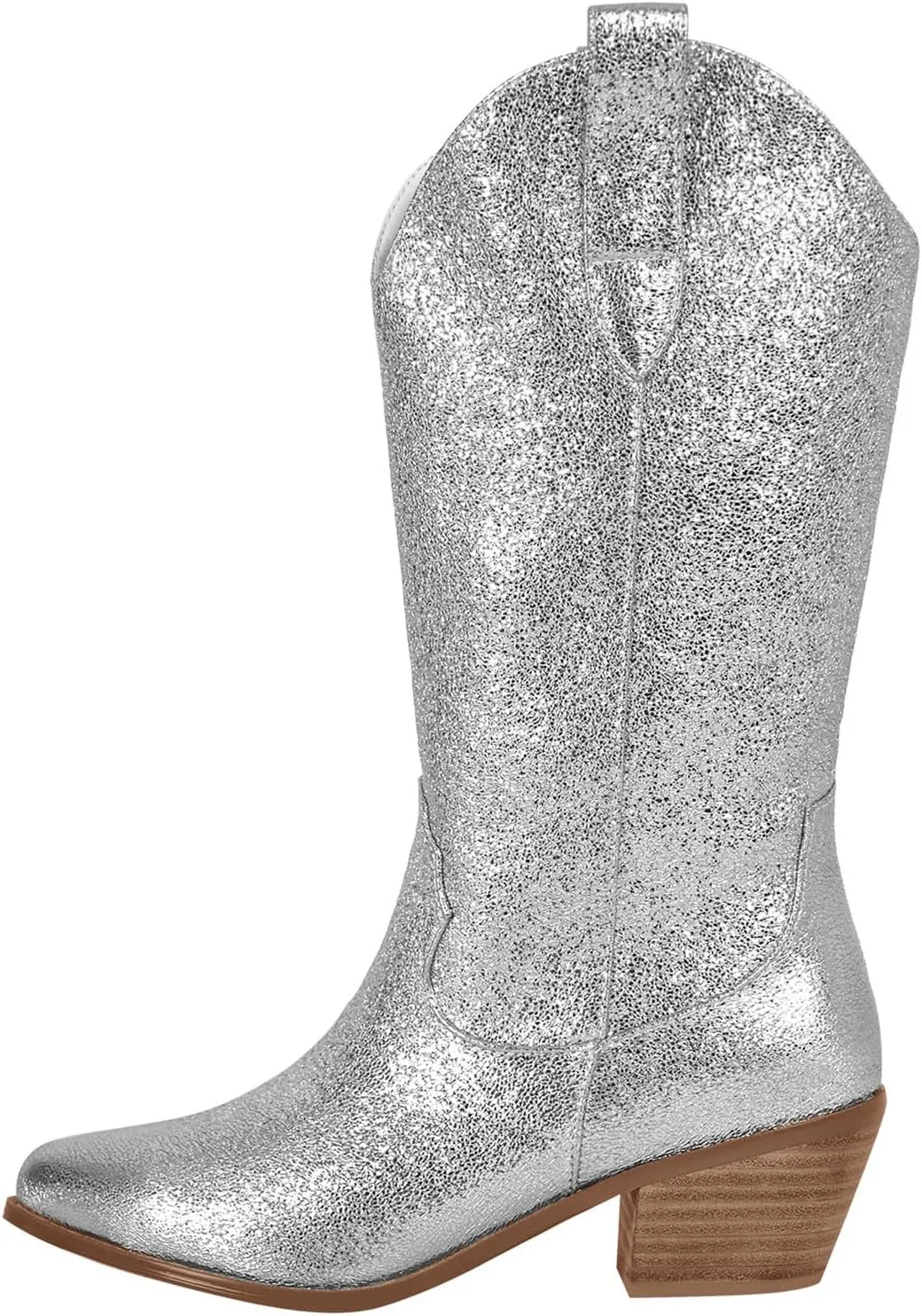 Yolkomo Cowboy Boots For Women Wide Calf Glitter Rhinestone Cowgirl Boots