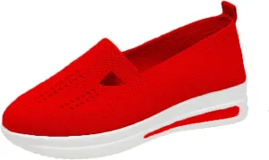 YSMIIH Women's Hollow Knit Casual Shoes Low Top Slip-ons Loafers Breathable Platform Sneakers