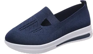 YSMIIH Women's Hollow Knit Casual Shoes Low Top Slip-ons Loafers Breathable Platform Sneakers