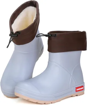 YUHITYGZGS Short Rain Boots for Women and Men, Lightweight Waterproof Garden Boots, Anti-Slip Chelsea Womens Rain Boots, Stylish Mid Heel rubber Ankle Booties with Comfy Insoles for Outdoor