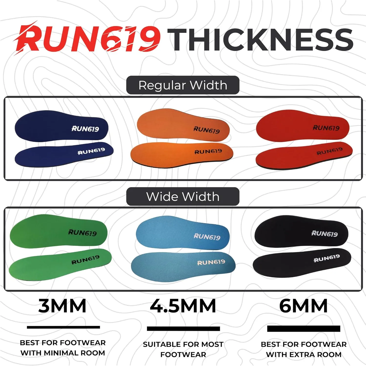 Zero Drop Shoe Insoles, Traditional Shape, Foot Forming, Regular Width - Thick, Firm, Flat Shoe Inserts - Men's 7-8 / Women's 8-9