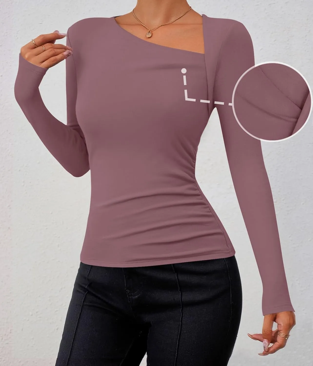 ZESICA Women's Long Sleeve Tops 2025 Spring Asymmetrical Neck Slim Fitted Sexy Y2K Knit Shirts Clothes