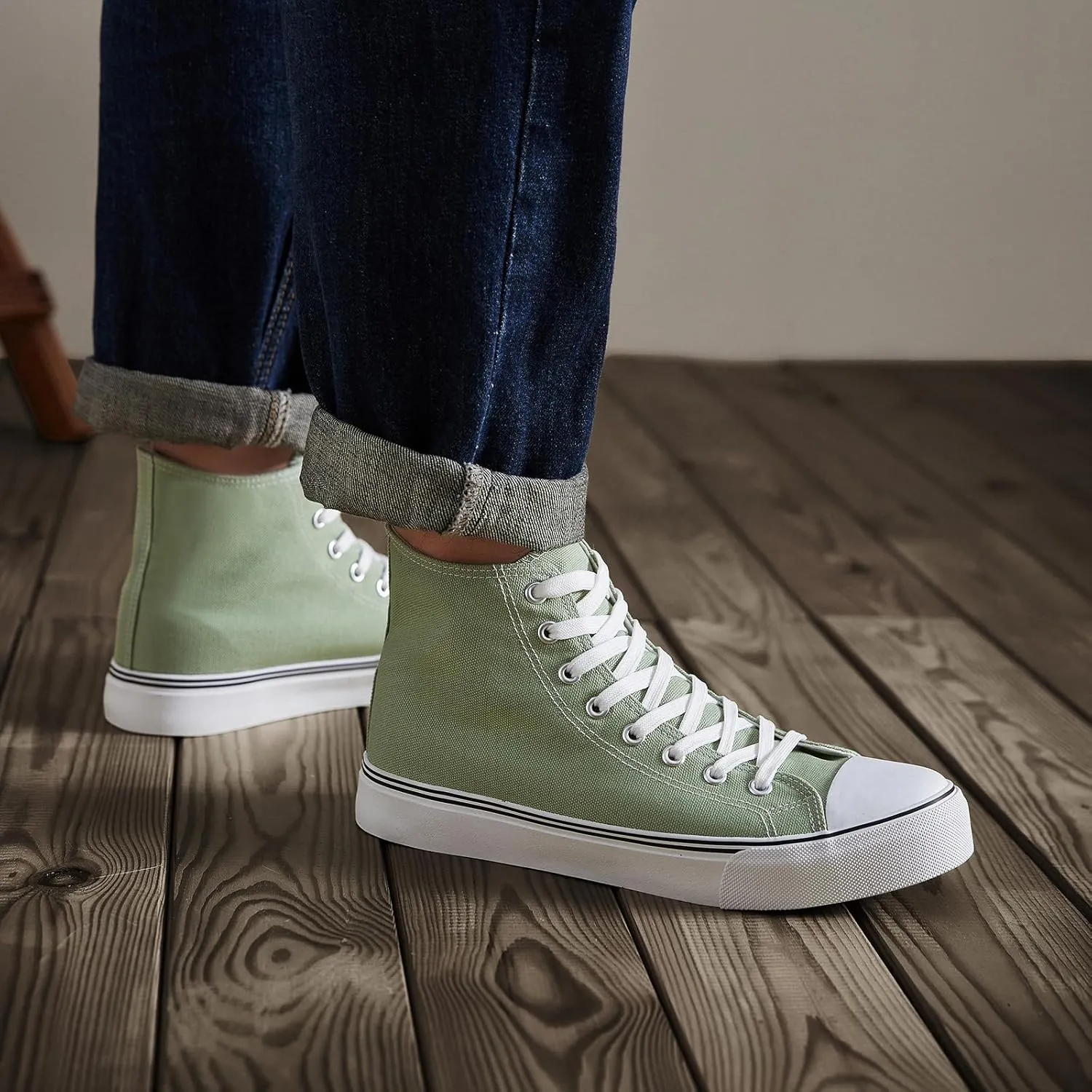 ZGR Men's High Top Canvas Sneakers Lace Up Classic Casual Walking Shoes