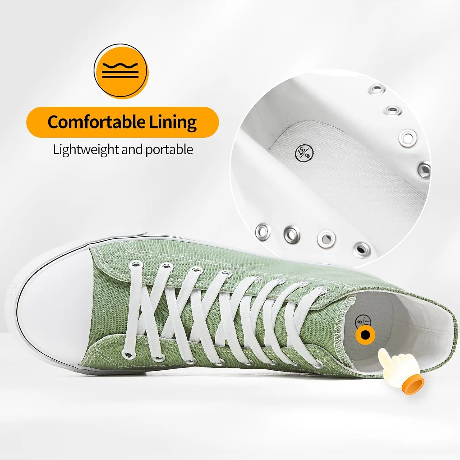 ZGR Men's High Top Canvas Sneakers Lace Up Classic Casual Walking Shoes