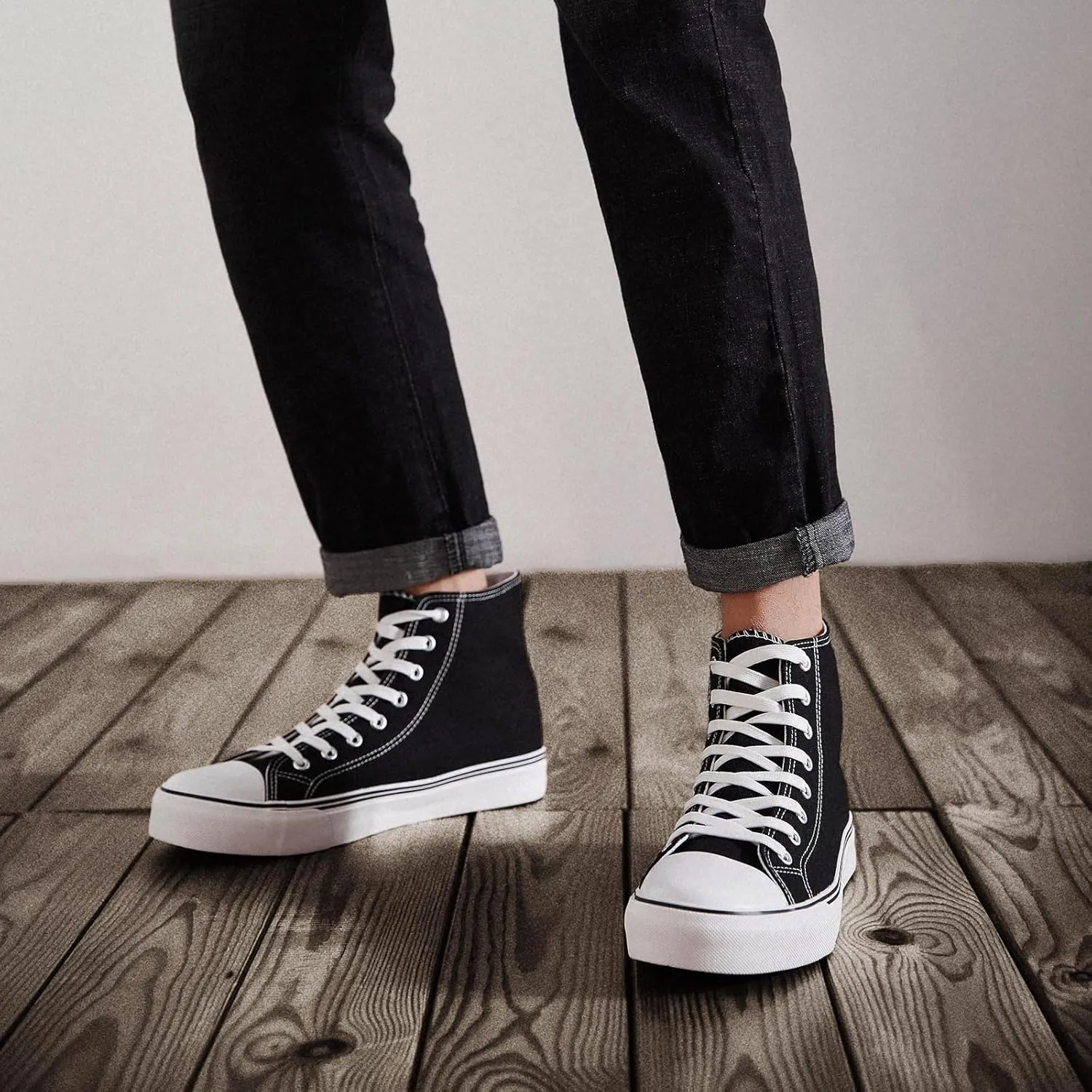 ZGR Men's High Top Canvas Sneakers Lace Up Classic Casual Walking Shoes